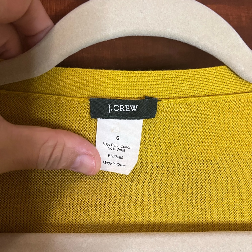 J. Crew Women's Mustard Ruffle Cardigan - Picture 3 of 12
